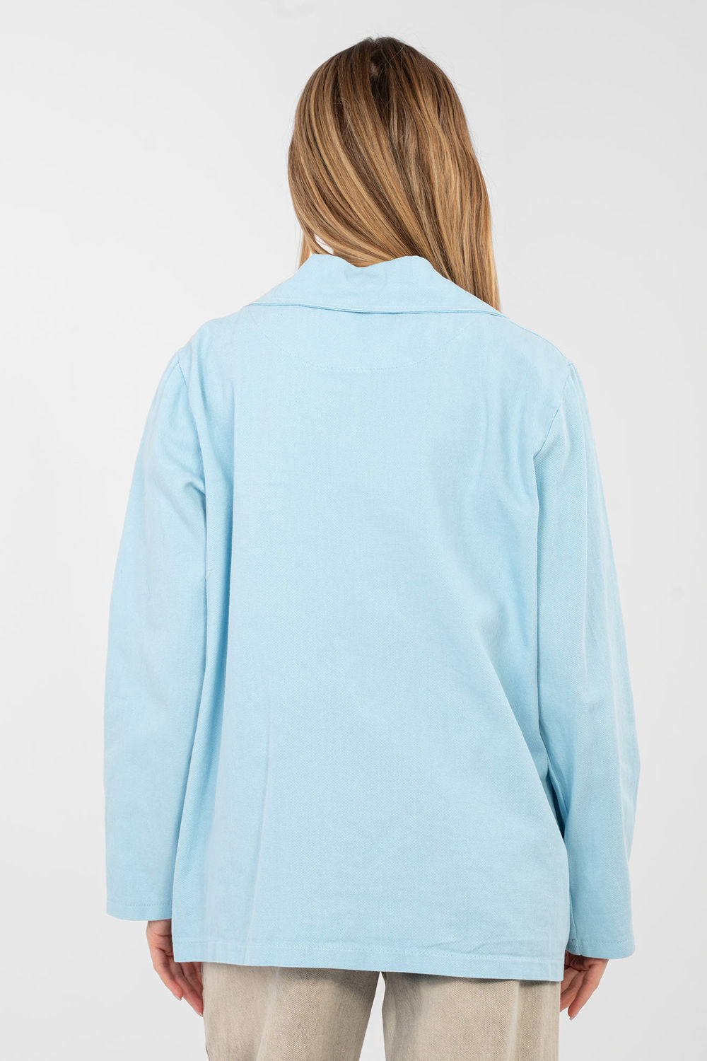 Rue Paris Light Blue Denim Long Sleeve Jacket - view 3