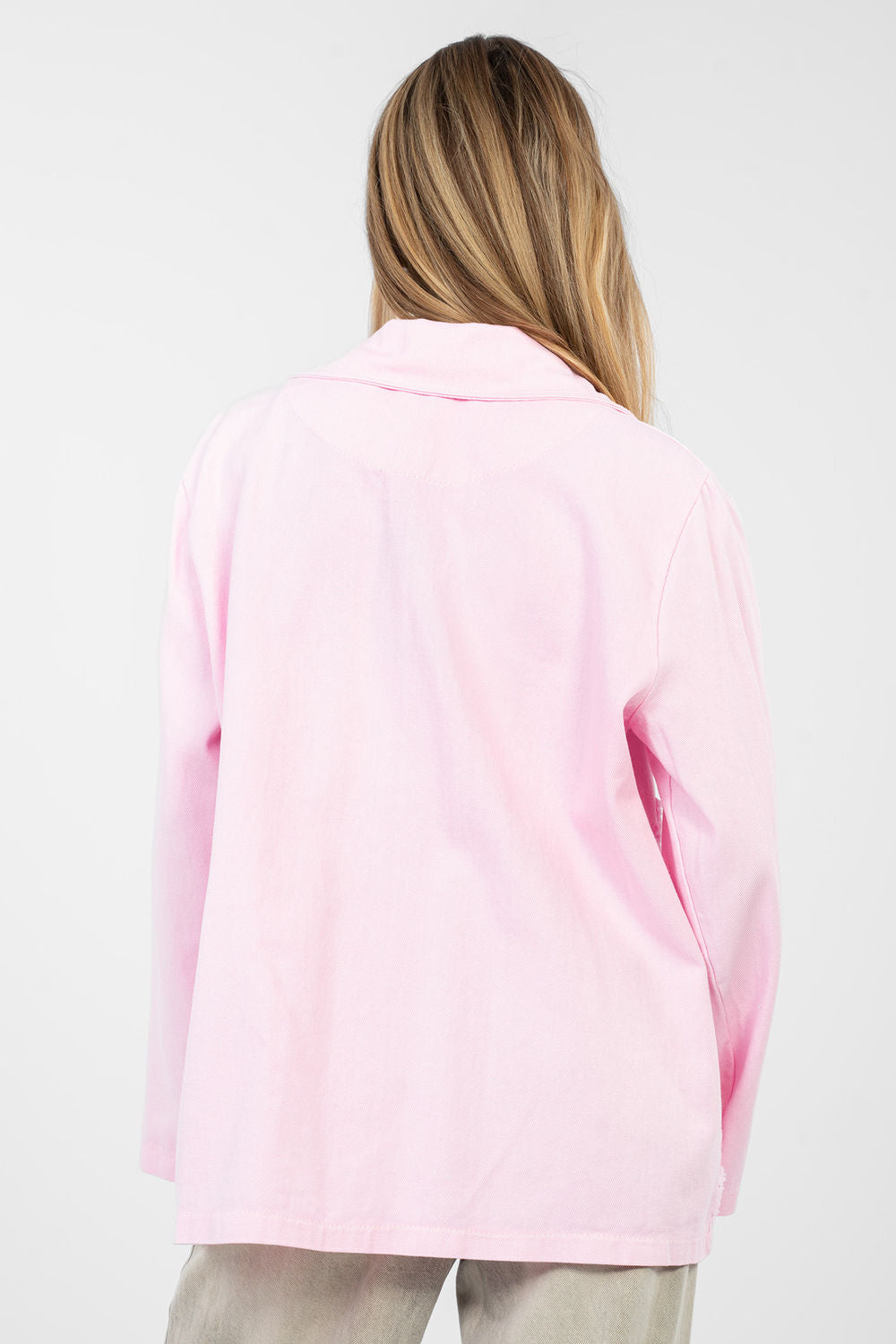 Rue Paris Light Pink Denim Long Sleeve Jacket - view 3