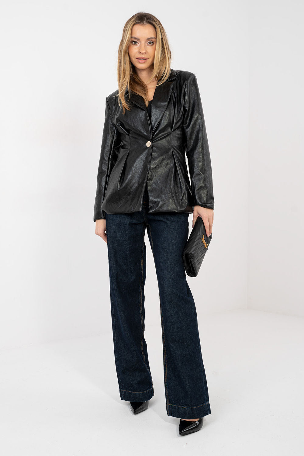 Rue Paris Black Faux Leather Jacket - view 2