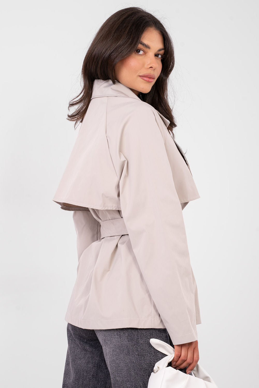 Rue Paris Beige Long Sleeve Coat - view 3