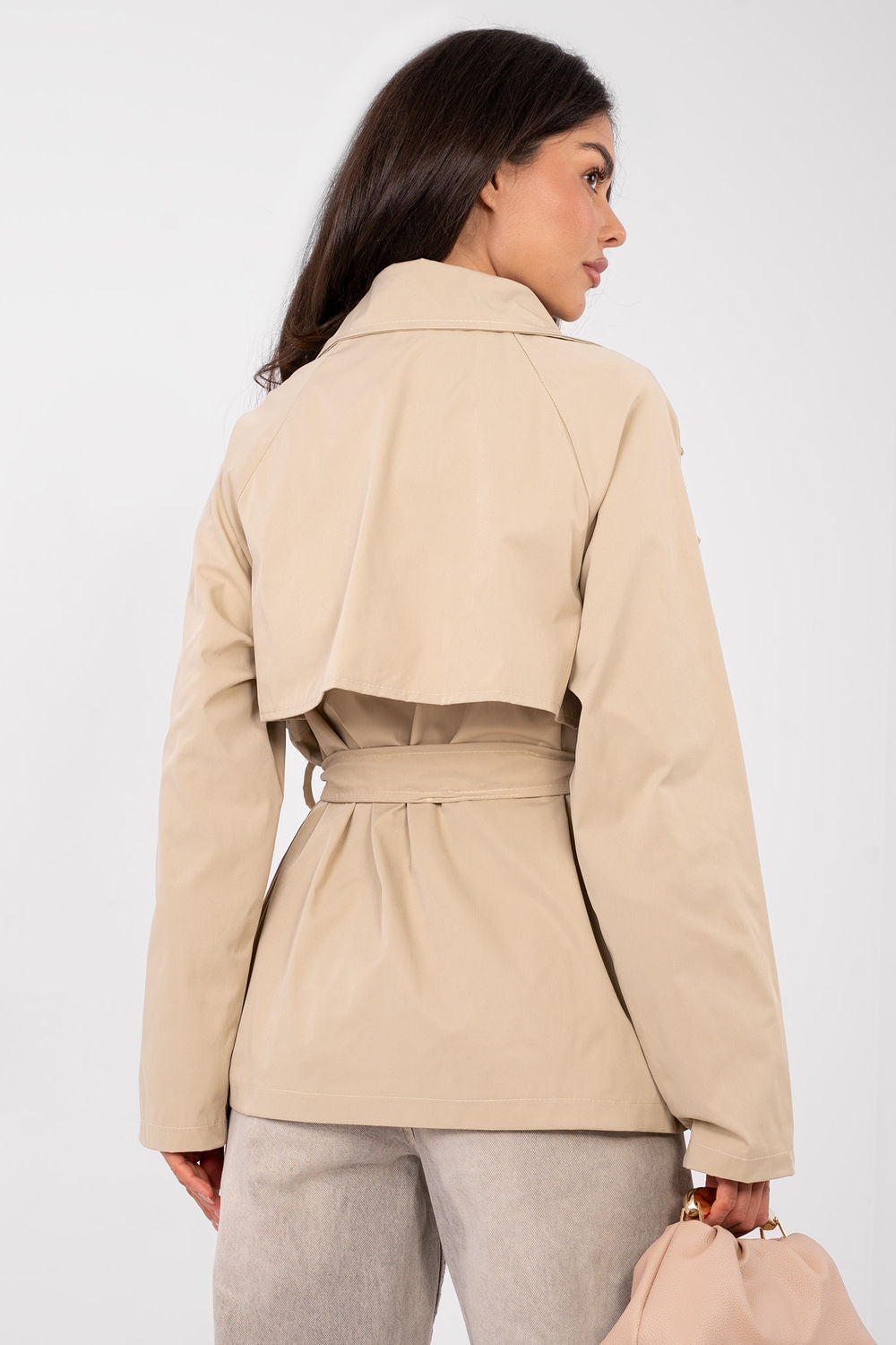 Rue Paris Camel Polyester Long Sleeve Coat - view 3