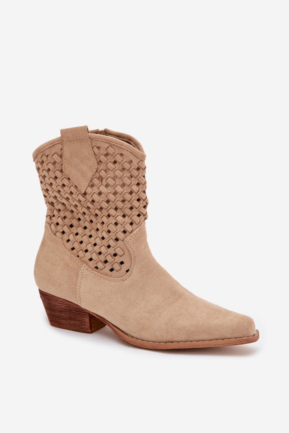 Step In Style Ferissa Beige Faux Suede Heeled Ankle Boots - view 2