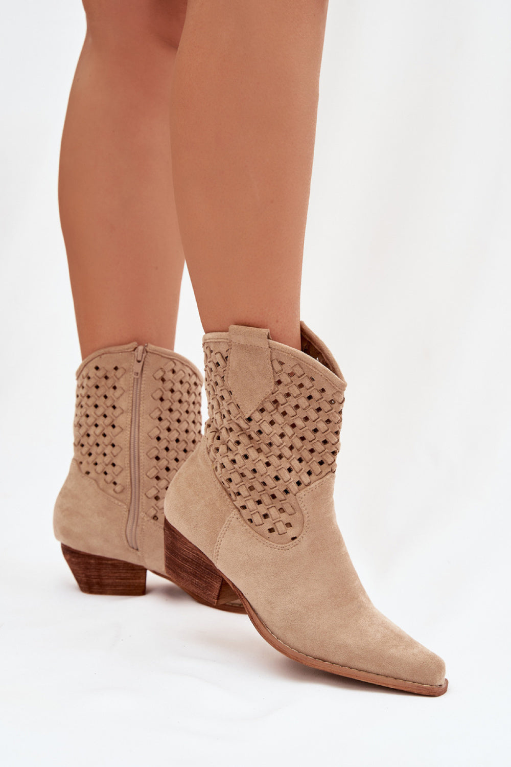 Step In Style Ferissa Beige Faux Suede Heeled Ankle Boots - view 3