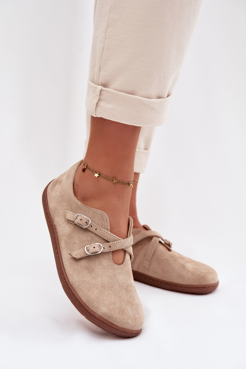 Step In Style Zazoo Beige Suede Flat Barefoot Shoes