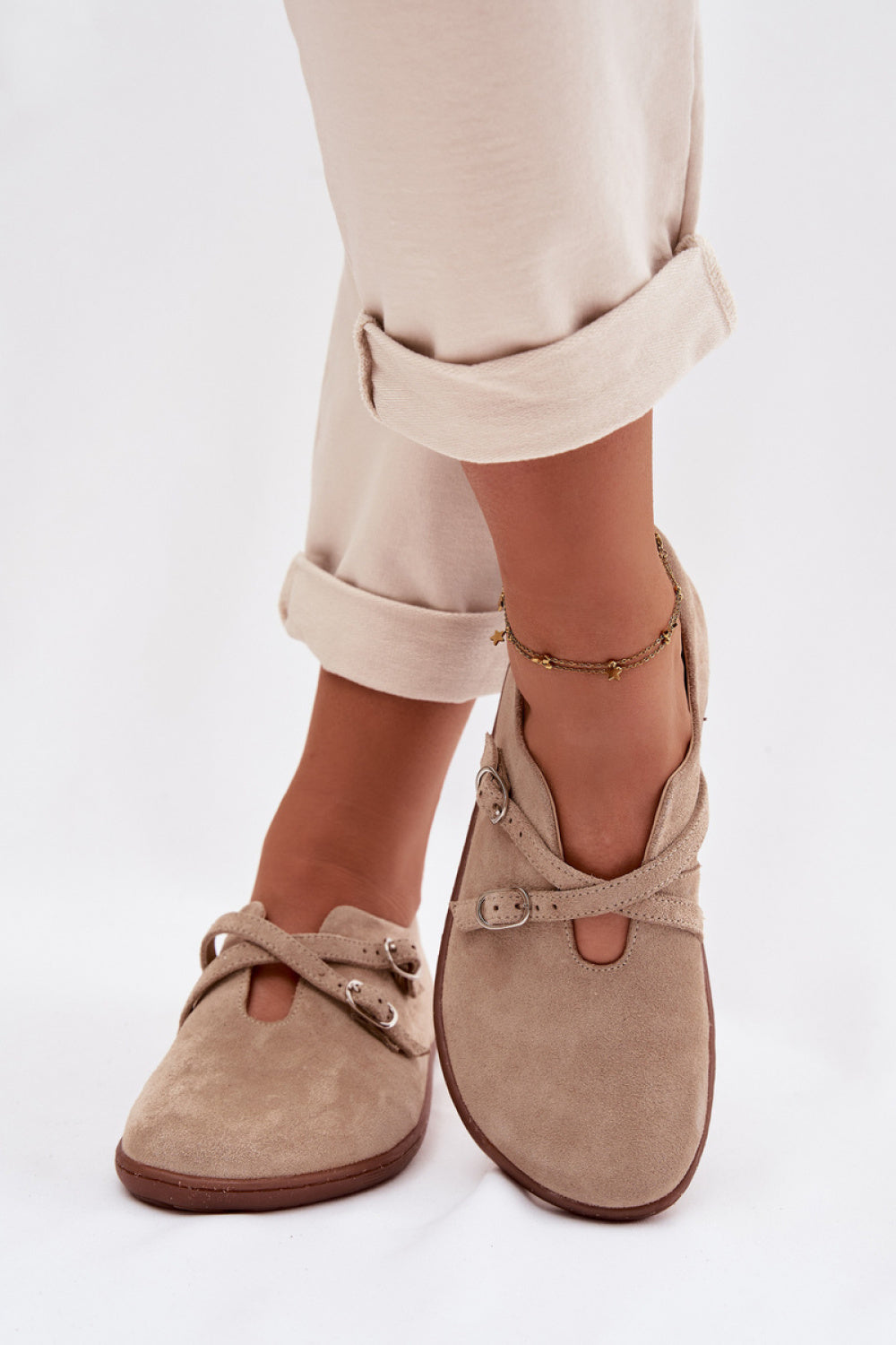 Step In Style Zazoo Beige Suede Flat Barefoot Shoes - view 3