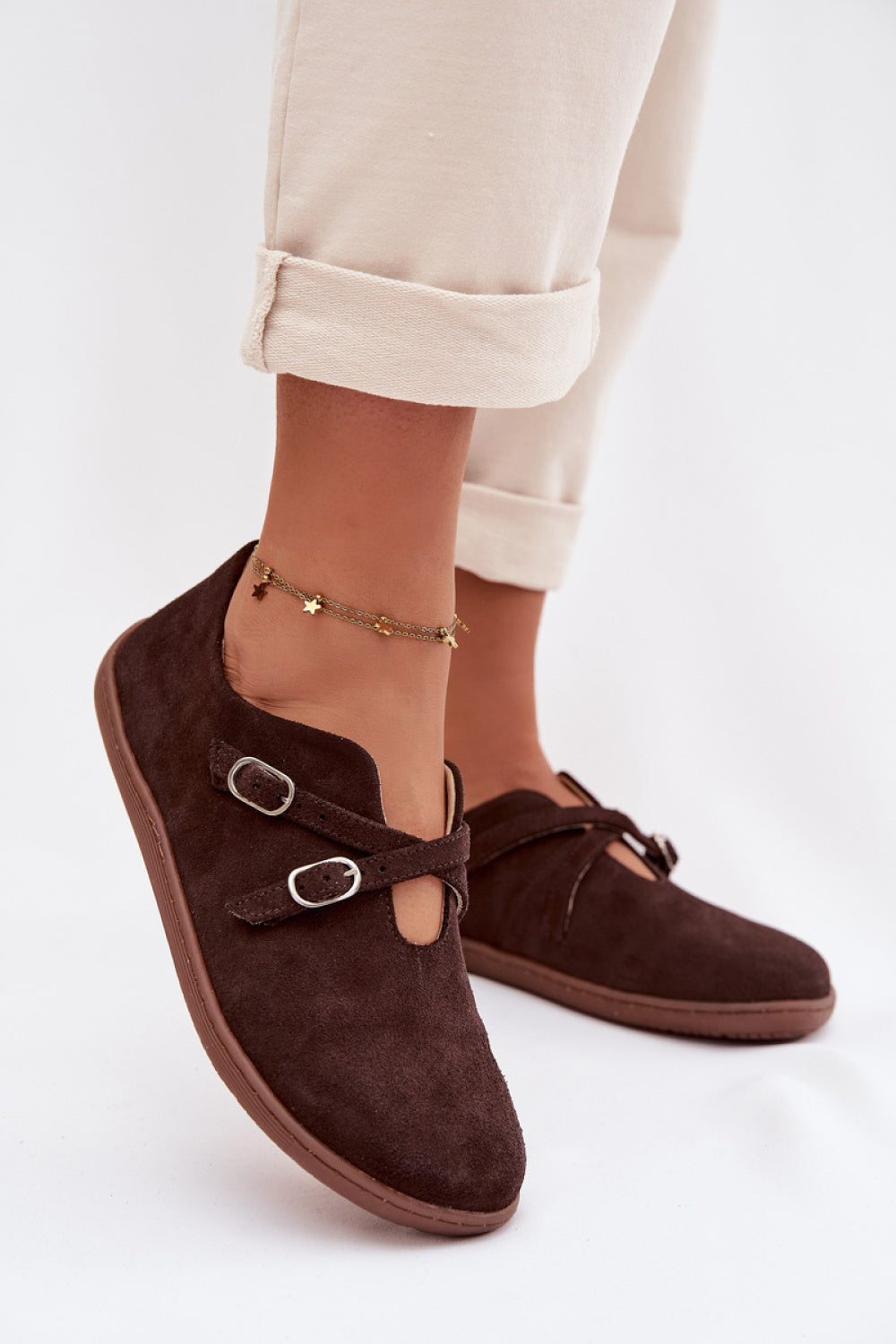 Step In Style Zazoo Chocolate Suede Flat Barefoot Shoes