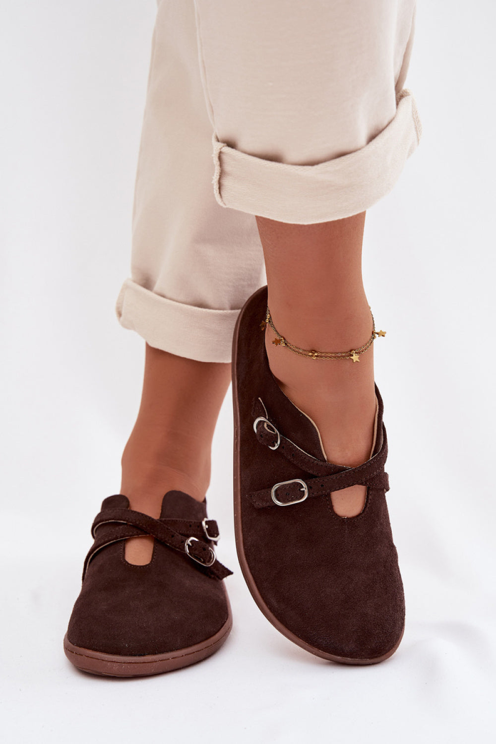 Step In Style Zazoo Chocolate Suede Flat Barefoot Shoes - view 3