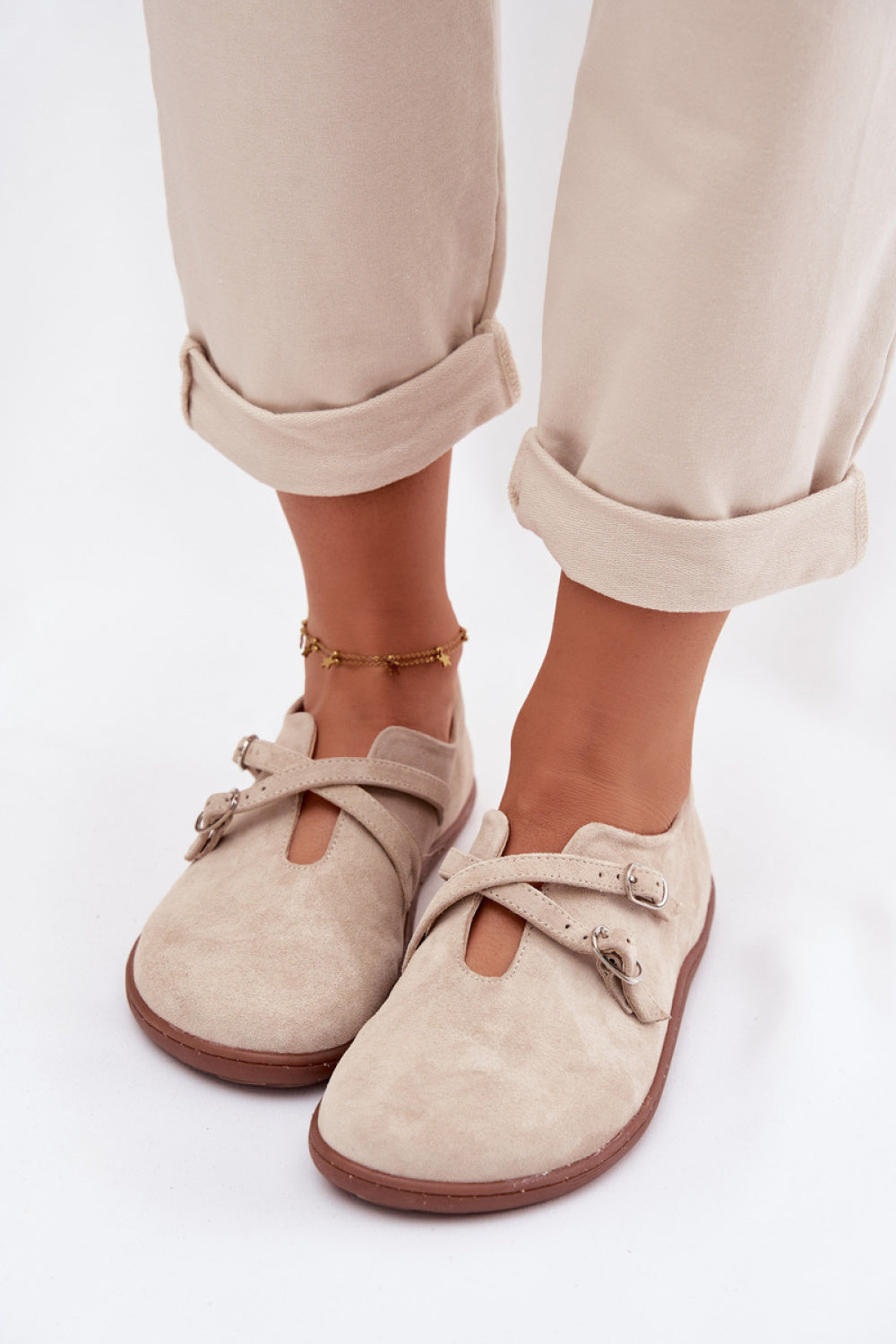 Step In Style Zazoo Light Beige Suede Flat Barefoot Shoes - view 3