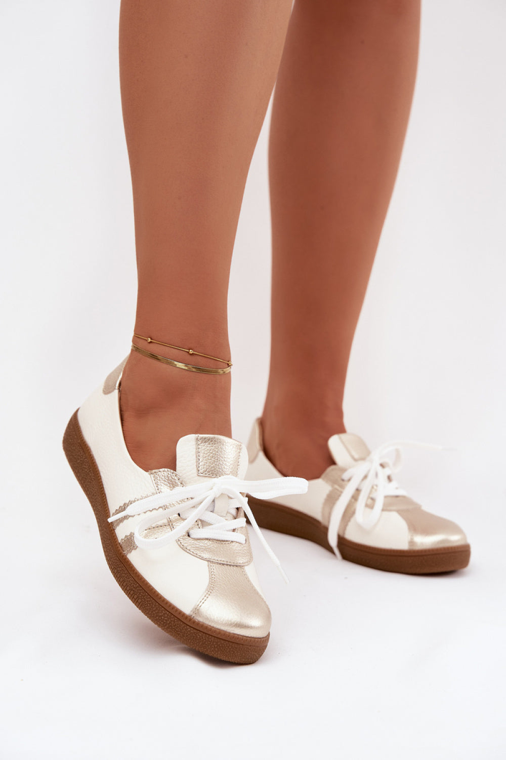 Step In Style Zazoo Gold Leather Barefoot Shoes