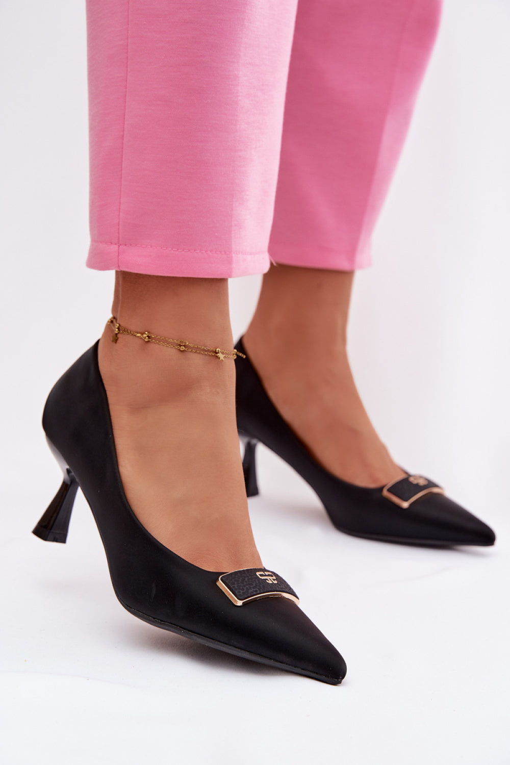Step In Style Fessira Black High Heel Court Shoes