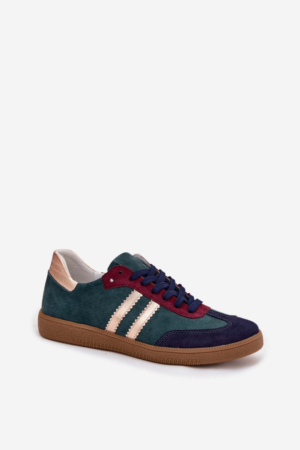 Step In Style Bottle Green Suede Lace Up Trainers - view 2