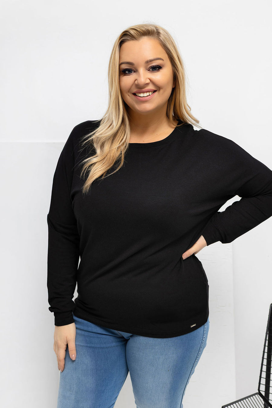Relevance Black Long Sleeve Plus Size Blouse