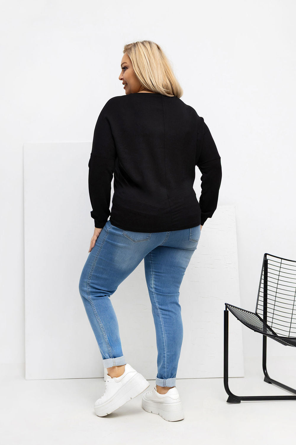Relevance Black Long Sleeve Plus Size Blouse - view 3