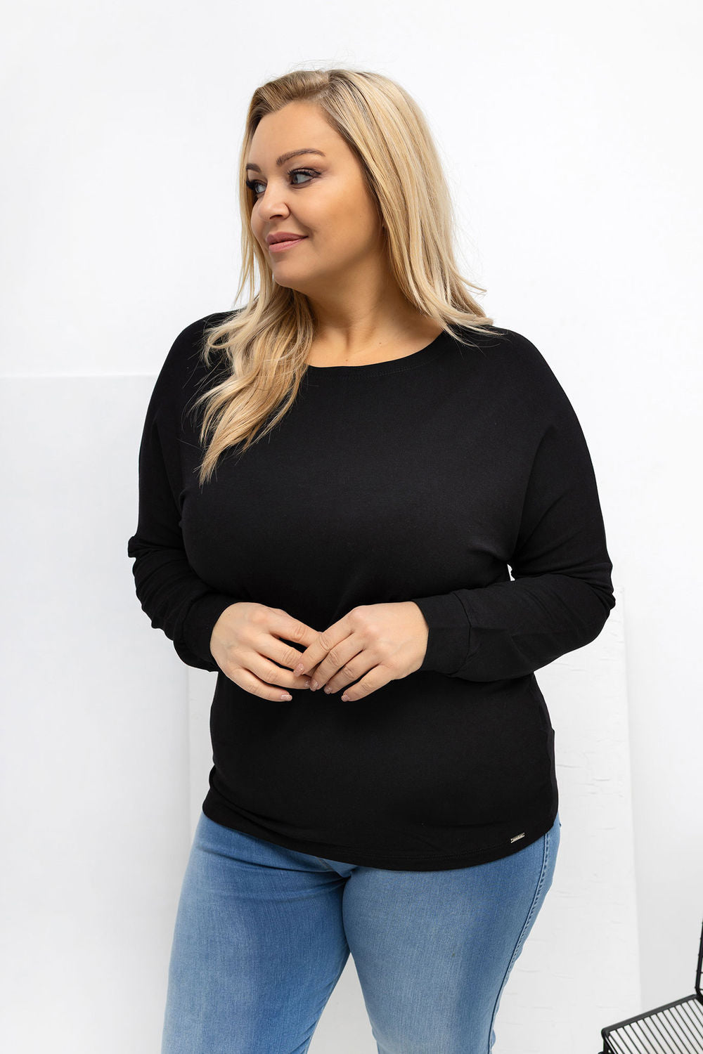 Relevance Black Long Sleeve Plus Size Blouse - view 4