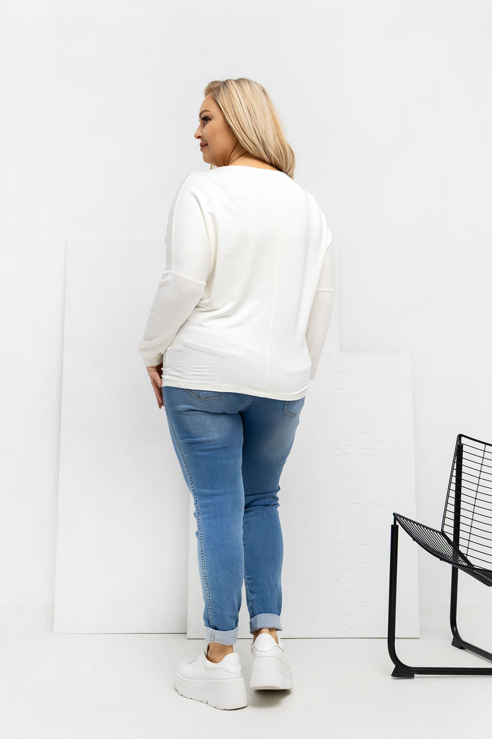 Relevance Ecru Long Sleeve Plus Size Blouse - view 3