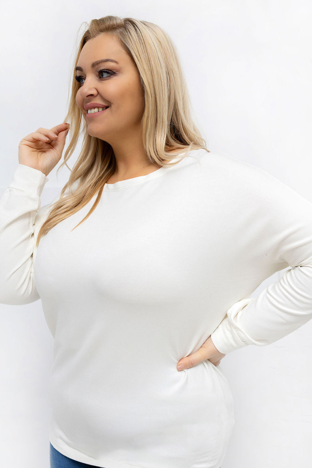 Relevance Ecru Long Sleeve Plus Size Blouse - view 4