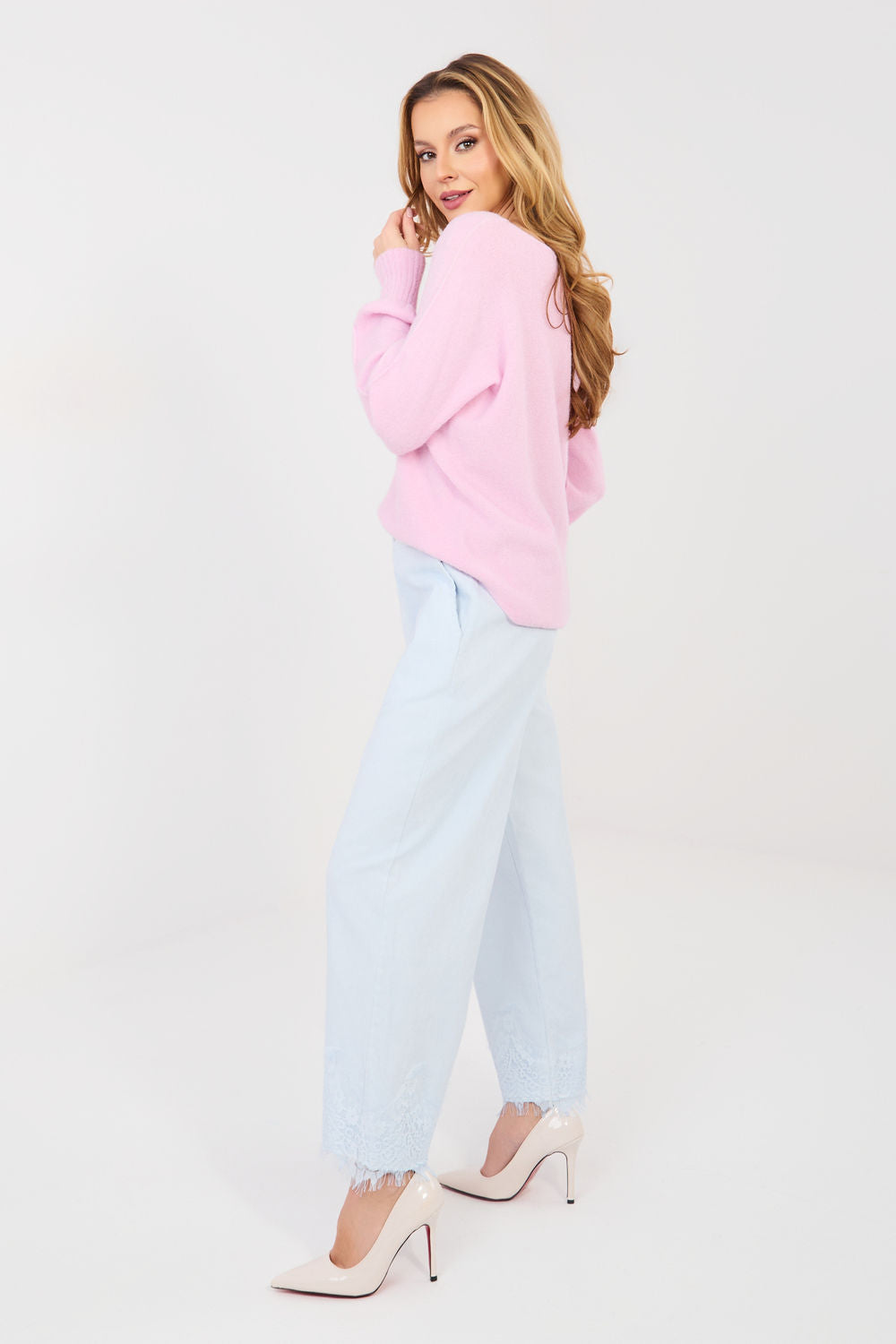 Rue Paris Light Blue Lace Wide Leg Jeans - view 2