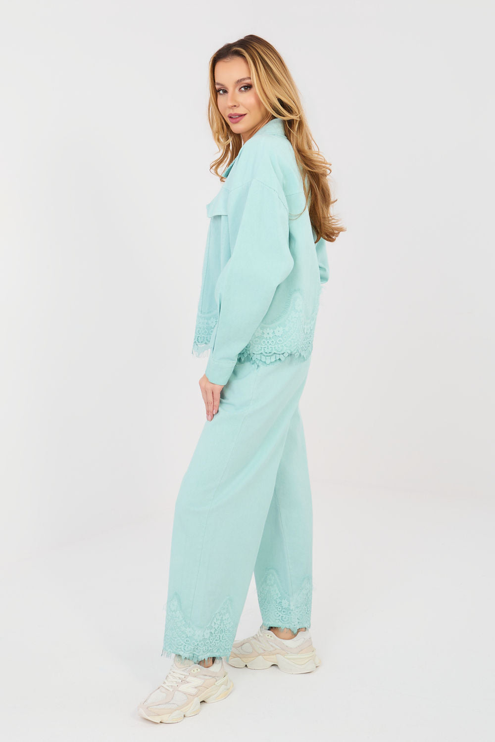 Rue Paris Mint Lace Wide Leg Jeans - view 2