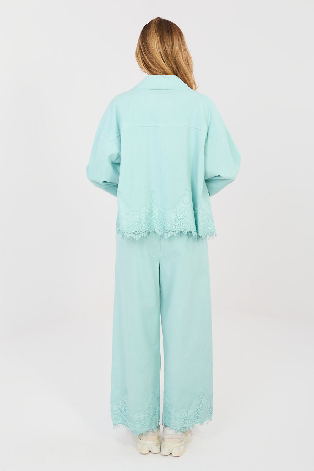 Rue Paris Mint Lace Wide Leg Jeans - view 3