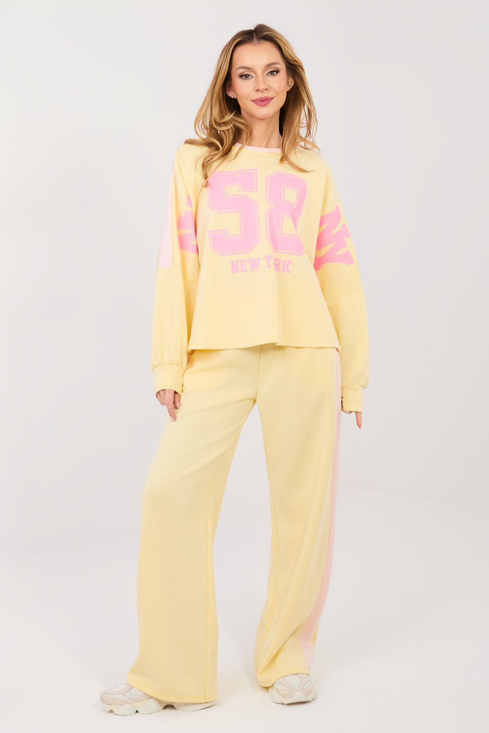 Rue Paris Light Yellow Striped Wide Leg High Waisted Co-Ord Set