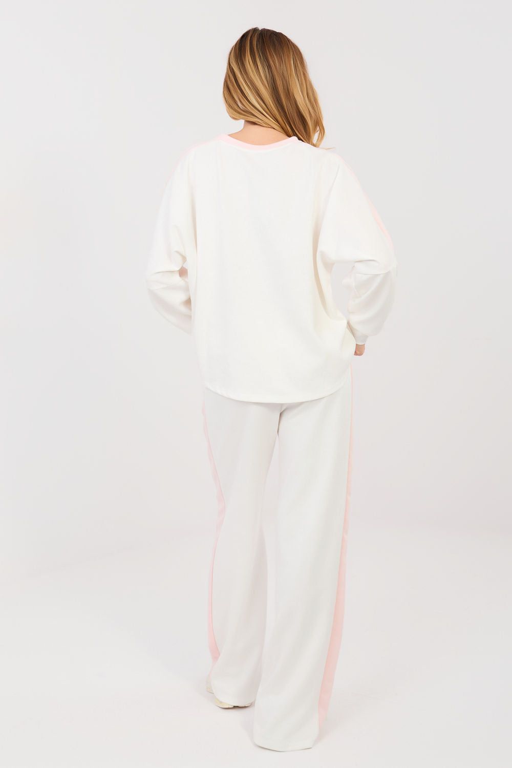 Rue Paris Ecru Striped Wide Leg High Waisted Co-Ord Set - view 3