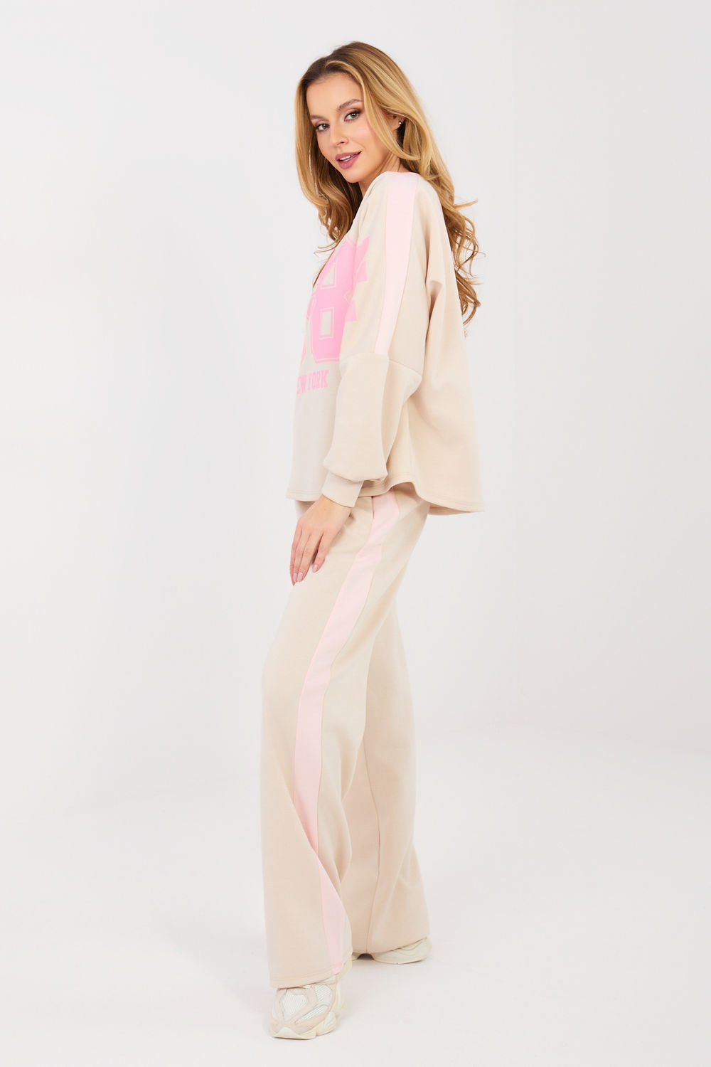Rue Paris Beige Striped Wide Leg High Waisted Long Sleeve Co-Ord Set