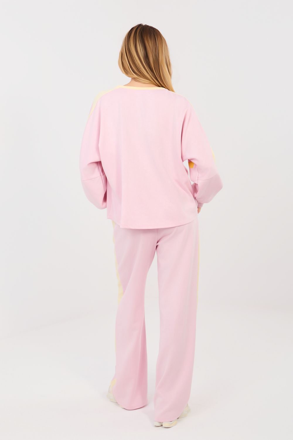 Rue Paris Light Pink Striped Wide Leg High Waisted Co-Ord Set - view 3