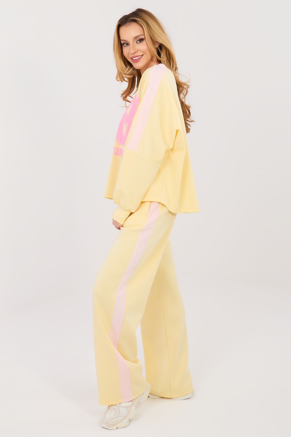 Rue Paris Light Yellow Striped Wide Leg High Waisted Co-Ord Set - view 3