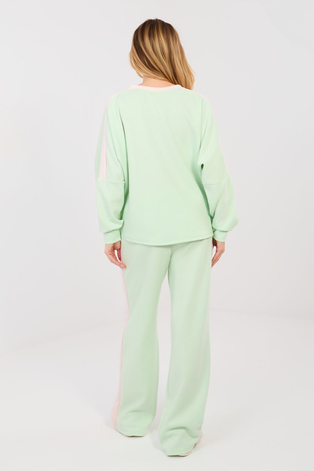 Rue Paris Light Green Striped Wide Leg High Waisted Co-Ord Set - view 3