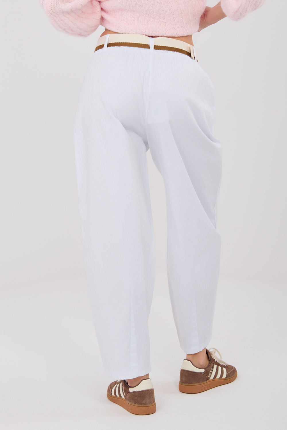 Italy Moda White High Waisted Cotton Trousers - view 4