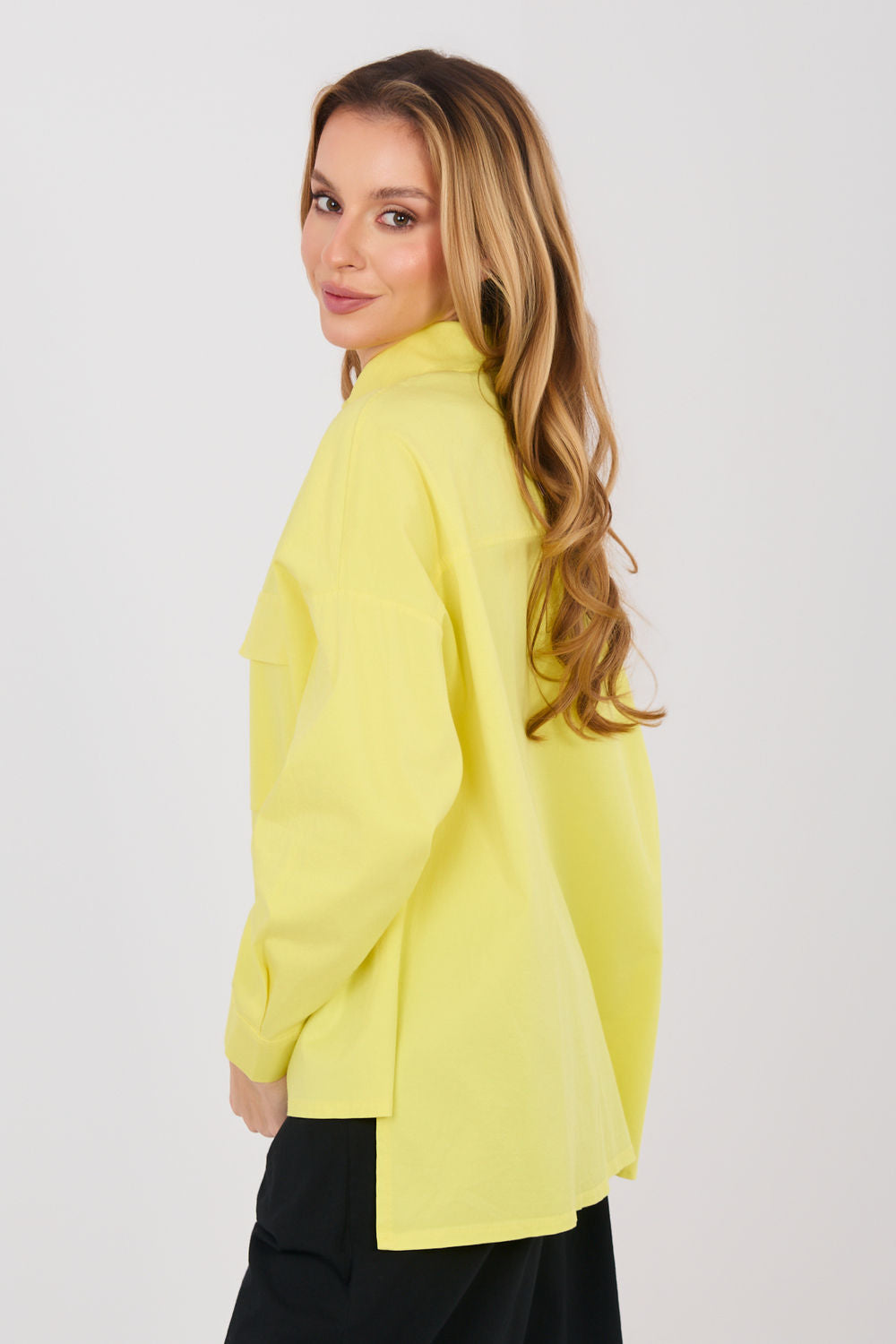 Italy Moda Yellow Cotton Long Sleeve Top - view 2
