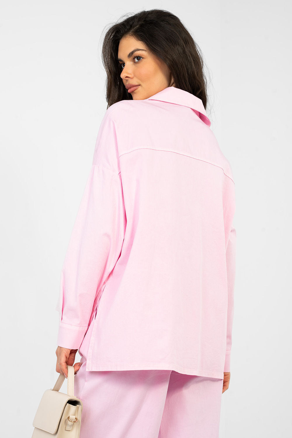 Italy Moda Light Pink Cotton Long Sleeve Top - view 3