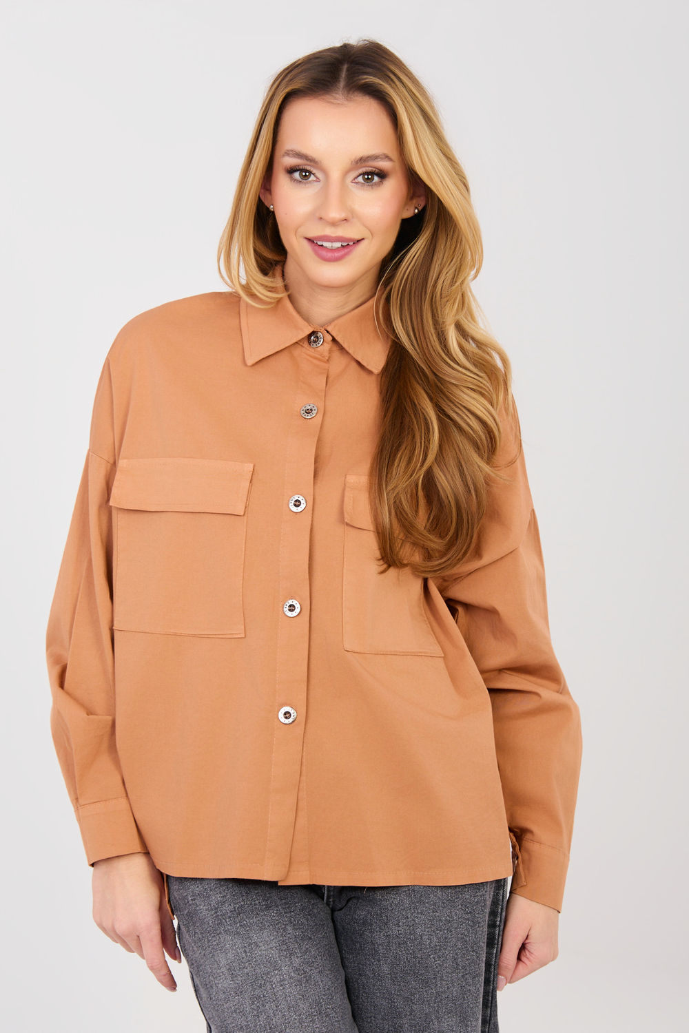 Italy Moda Dark Orange Cotton Long Sleeve Top