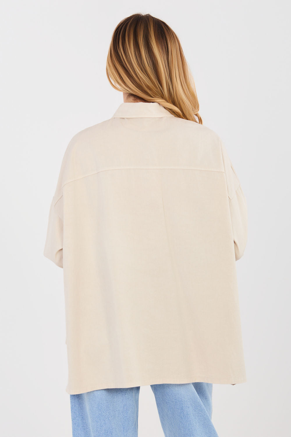 Italy Moda Beige Cotton Long Sleeve Top - view 3