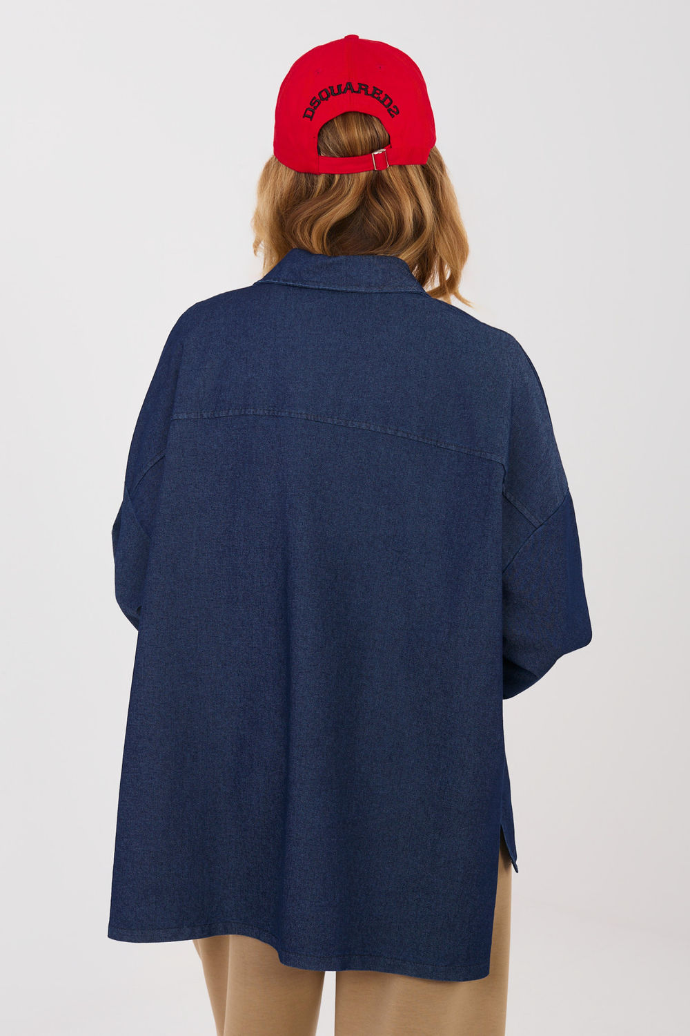 Italy Moda Navy Denim Cotton Long Sleeve Top - view 3