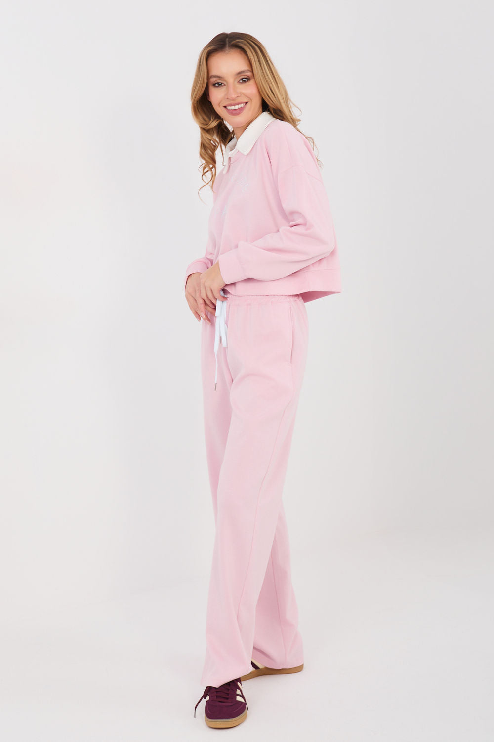 Italy Moda Light Pink High Waisted Long Sleeve Co-Ord Set