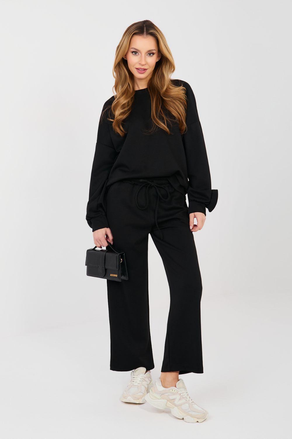 Italy Moda Black Round Neck High Waisted Long Sleeve Co-Ord Set - view 3