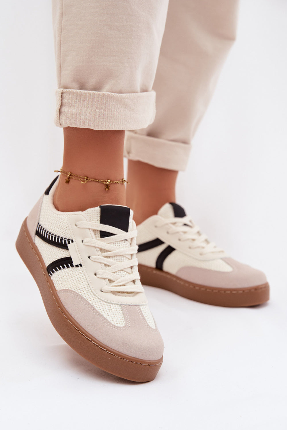 Step In Style Black Faux Leather Trainers
