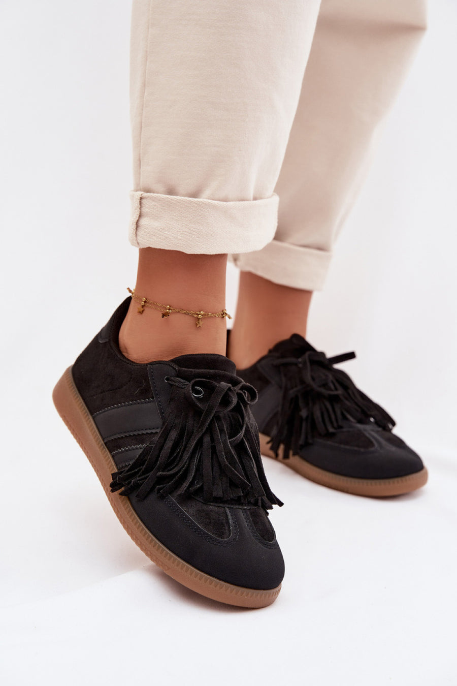 Step In Style Black Faux Suede Trainers