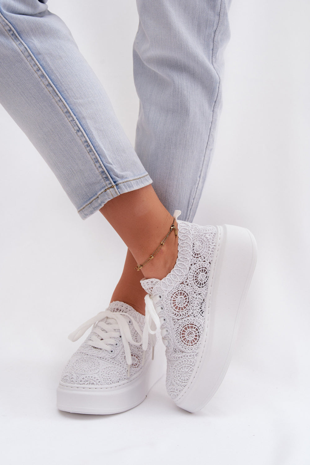 Step In Style Evalora White Platform Trainers