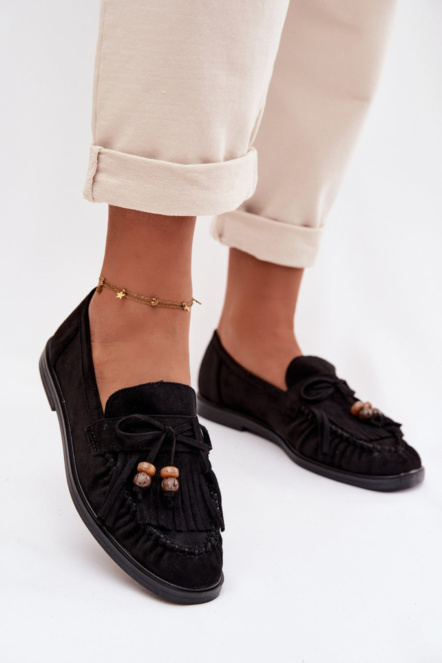 Step In Style Teressa Black Faux Suede Moccasins
