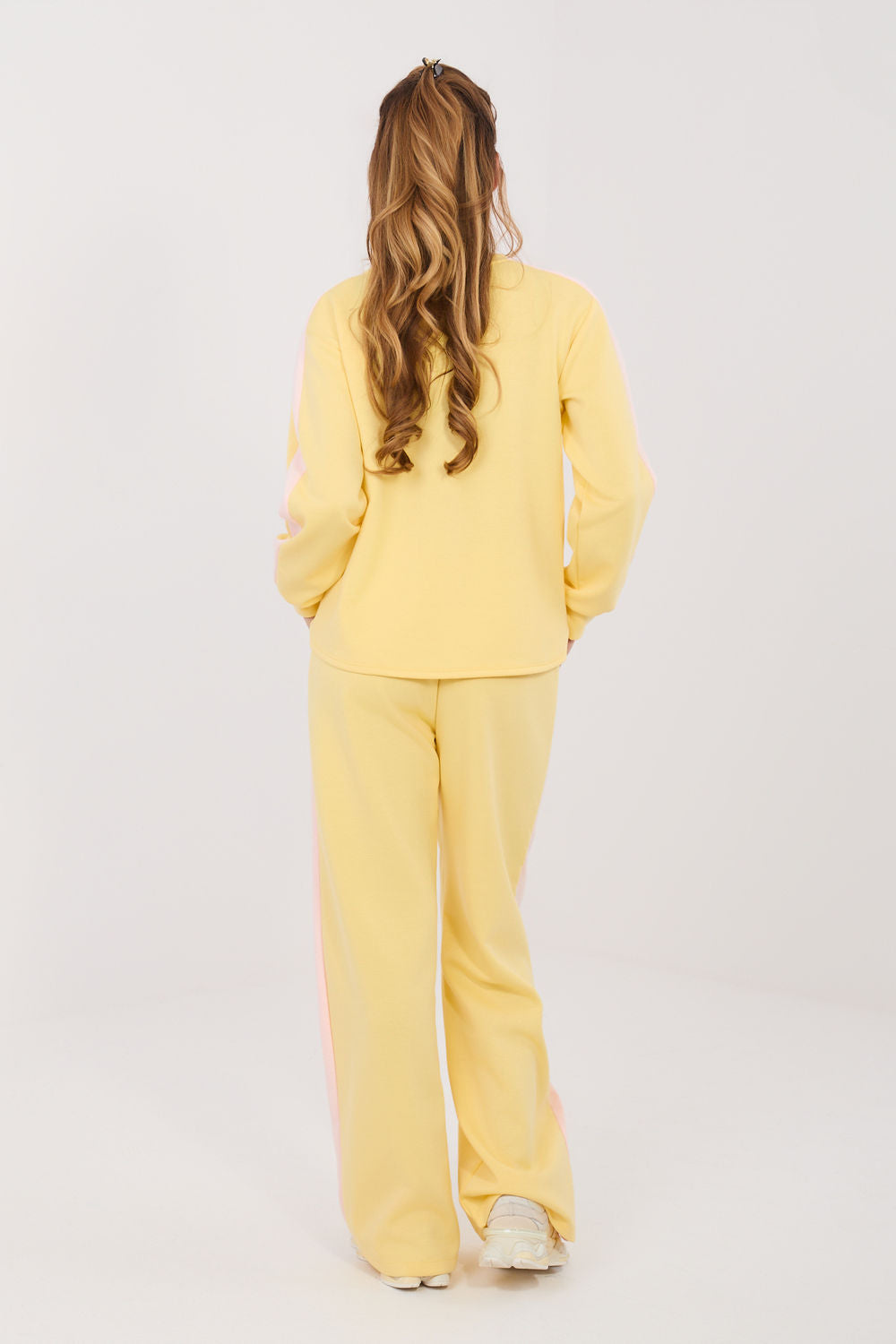 Rue Paris Light Yellow Slim Fit Striped Wide Leg Co-Ord Set - view 2
