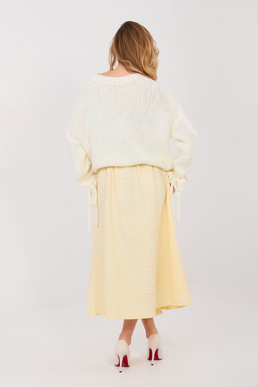 Rue Paris Light Yellow Floral Pleated Skirt - view 3