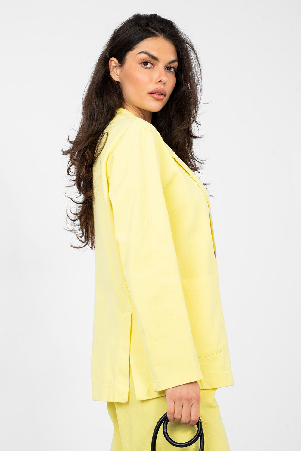 Rue Paris Light Yellow Denim Cotton Jacket - view 2