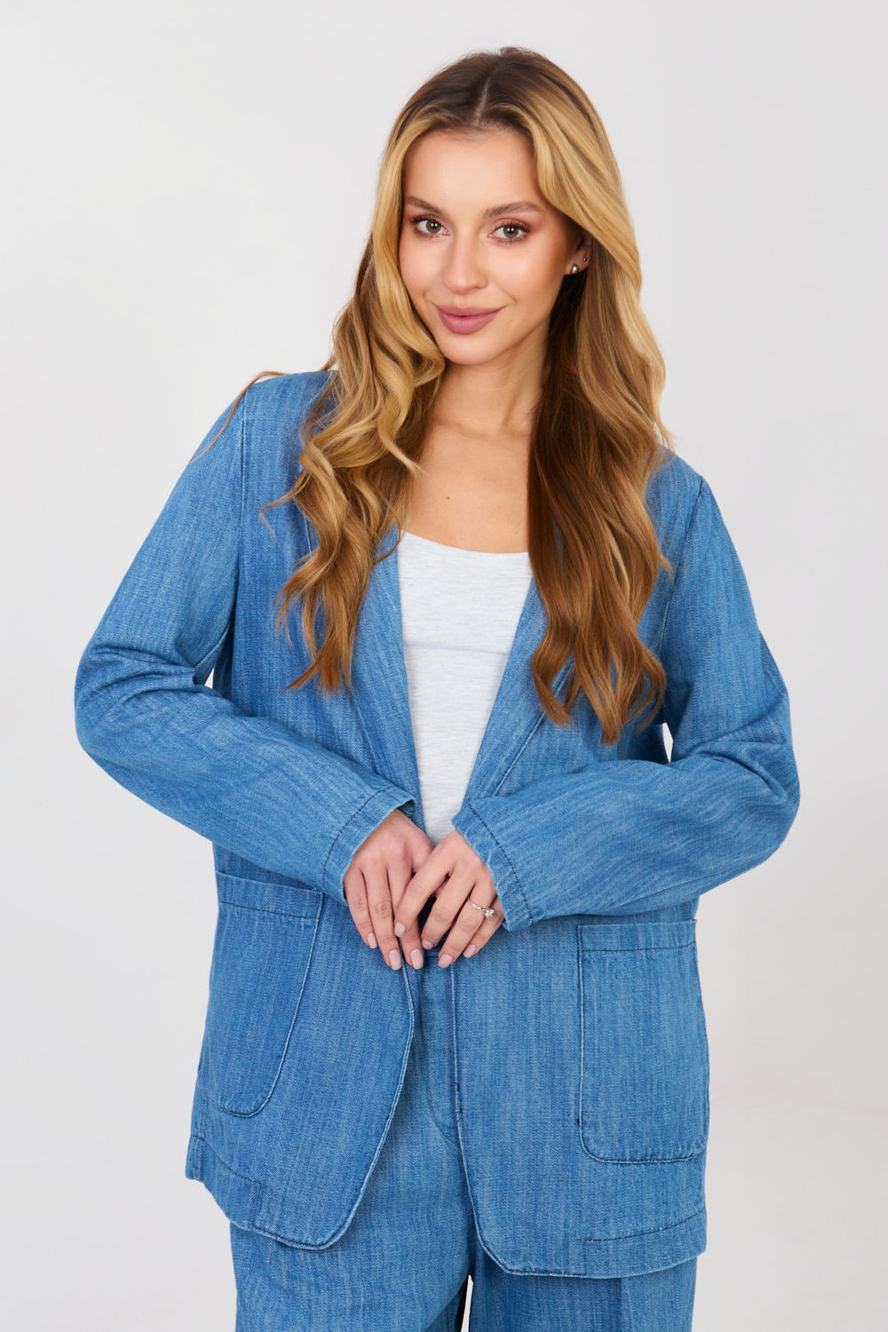 Rue Paris Blue Denim Cotton Jacket