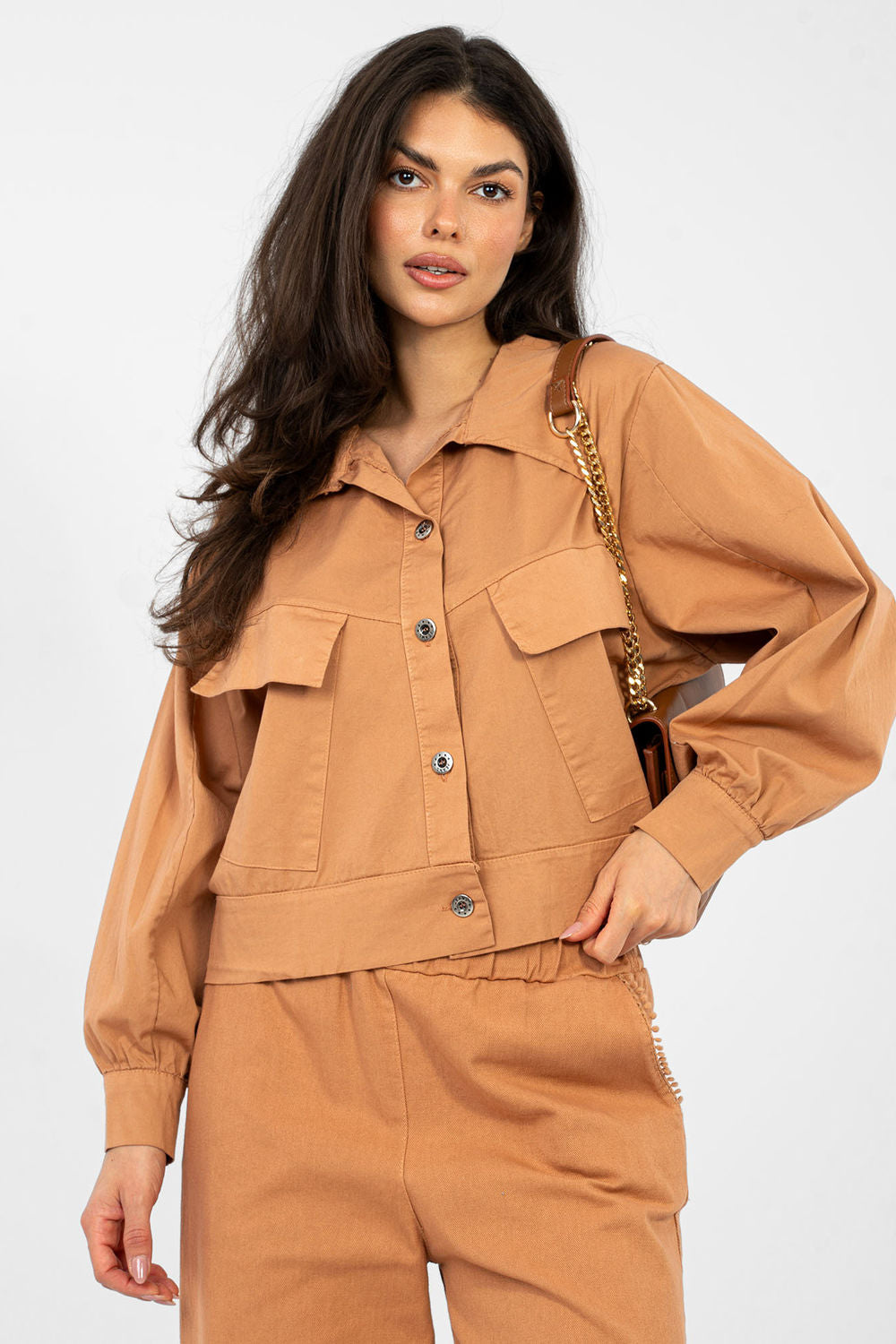 Rue Paris Dark Orange Cotton Long Sleeve Top