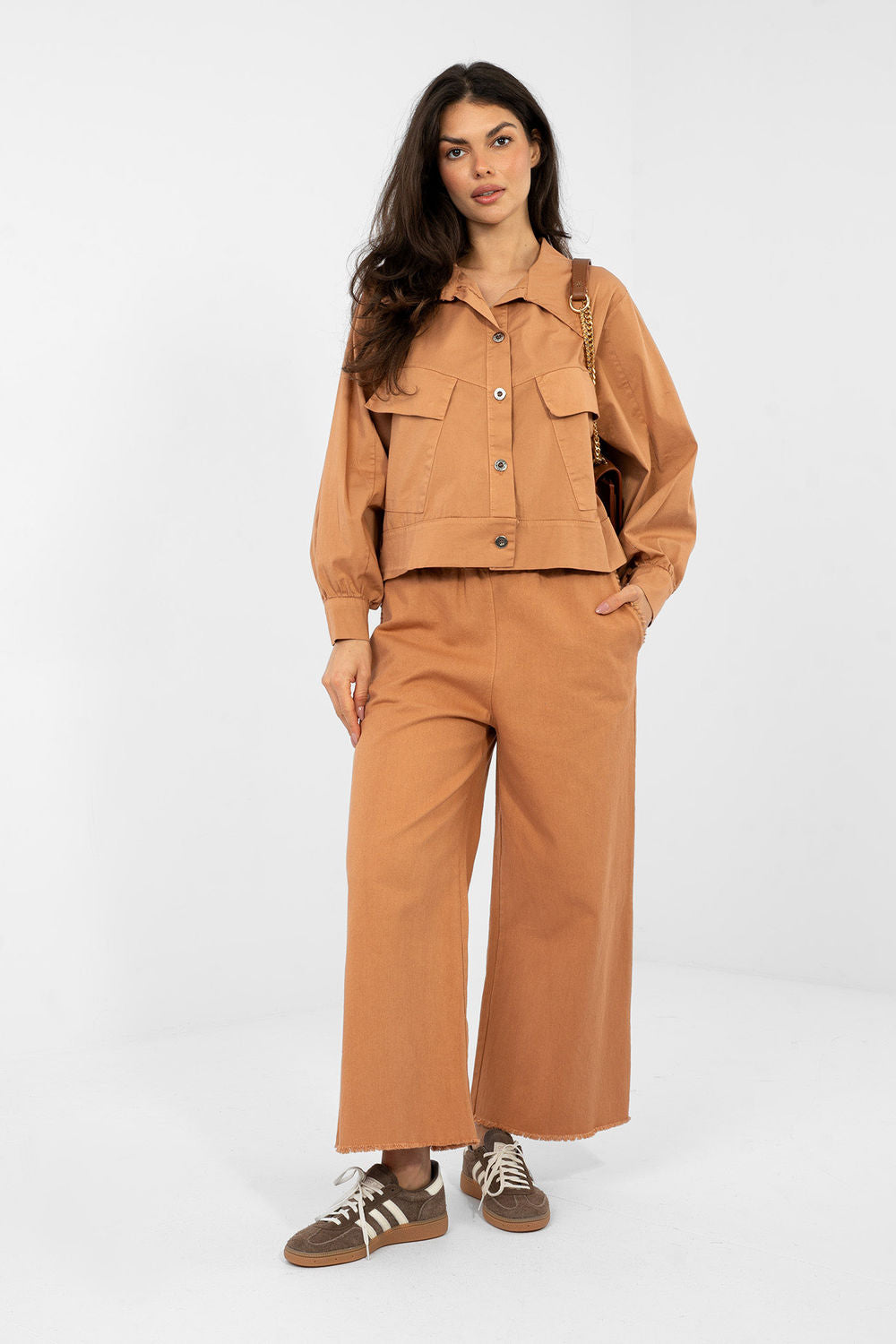 Rue Paris Dark Orange Cotton Long Sleeve Top - view 2