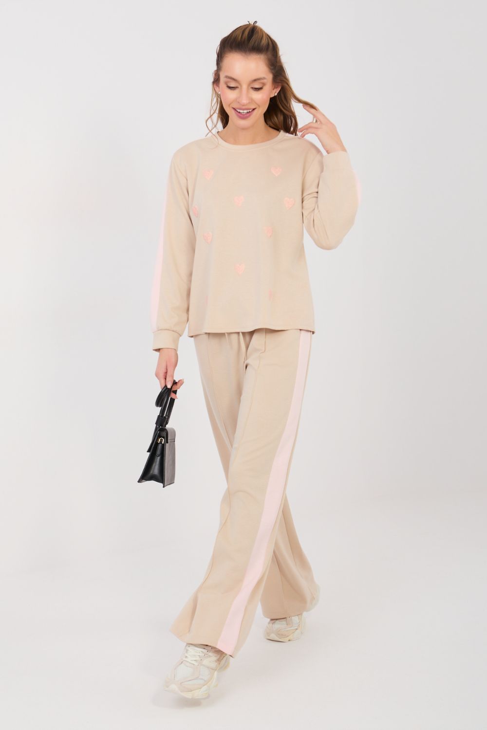 Rue Paris Beige Slim Fit Striped Wide Leg Co-Ord Set - view 2