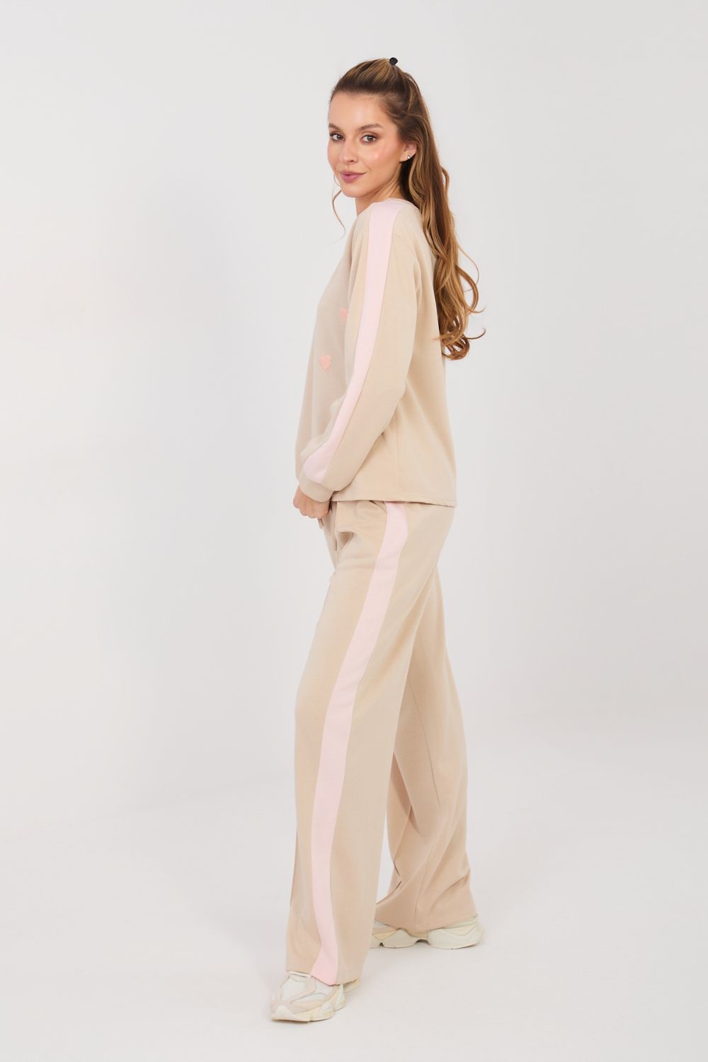 Rue Paris Beige Slim Fit Striped Wide Leg Co-Ord Set - view 3