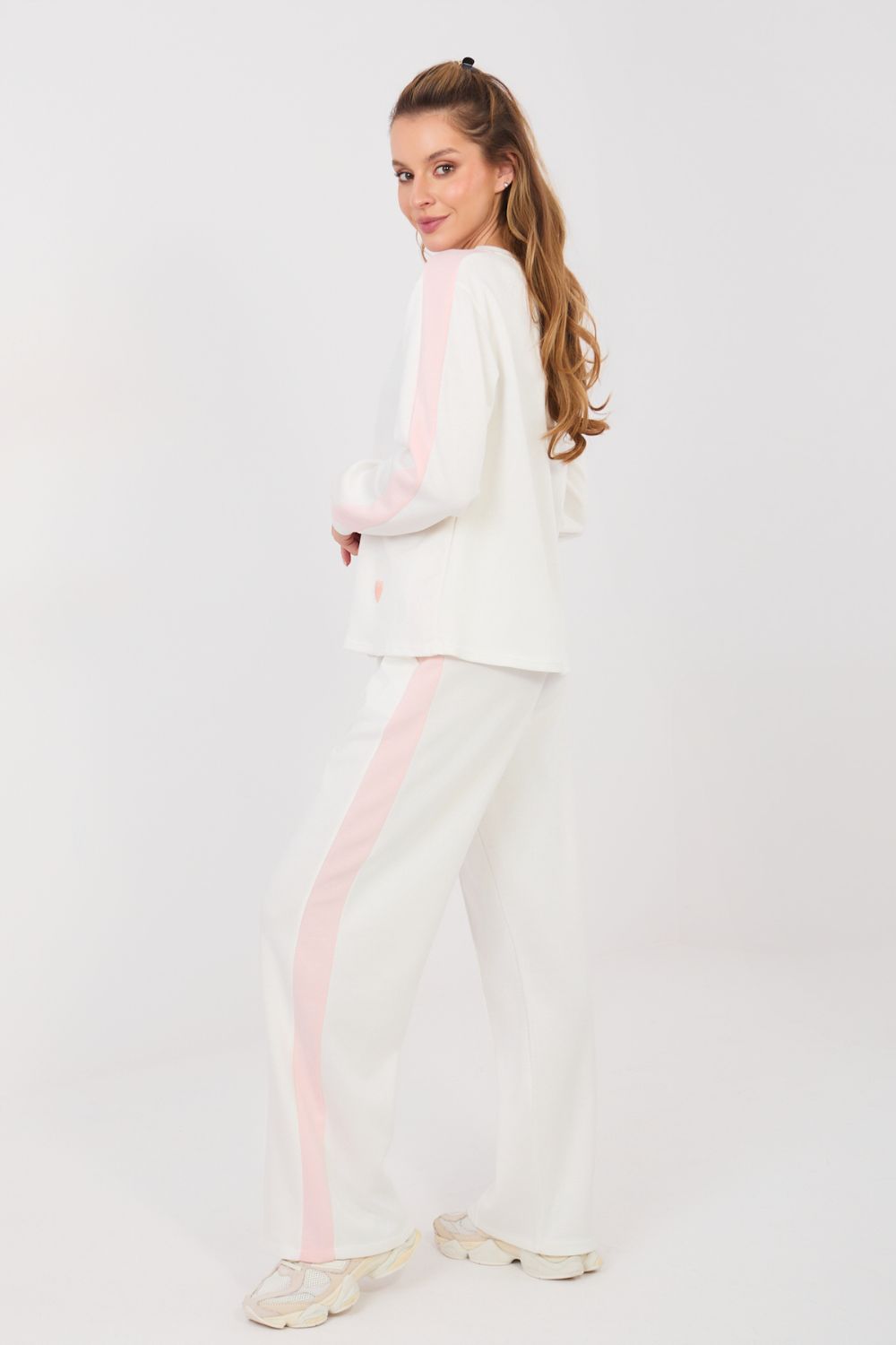 Rue Paris Ecru Slim Fit Striped Wide Leg Co-Ord Set - view 3